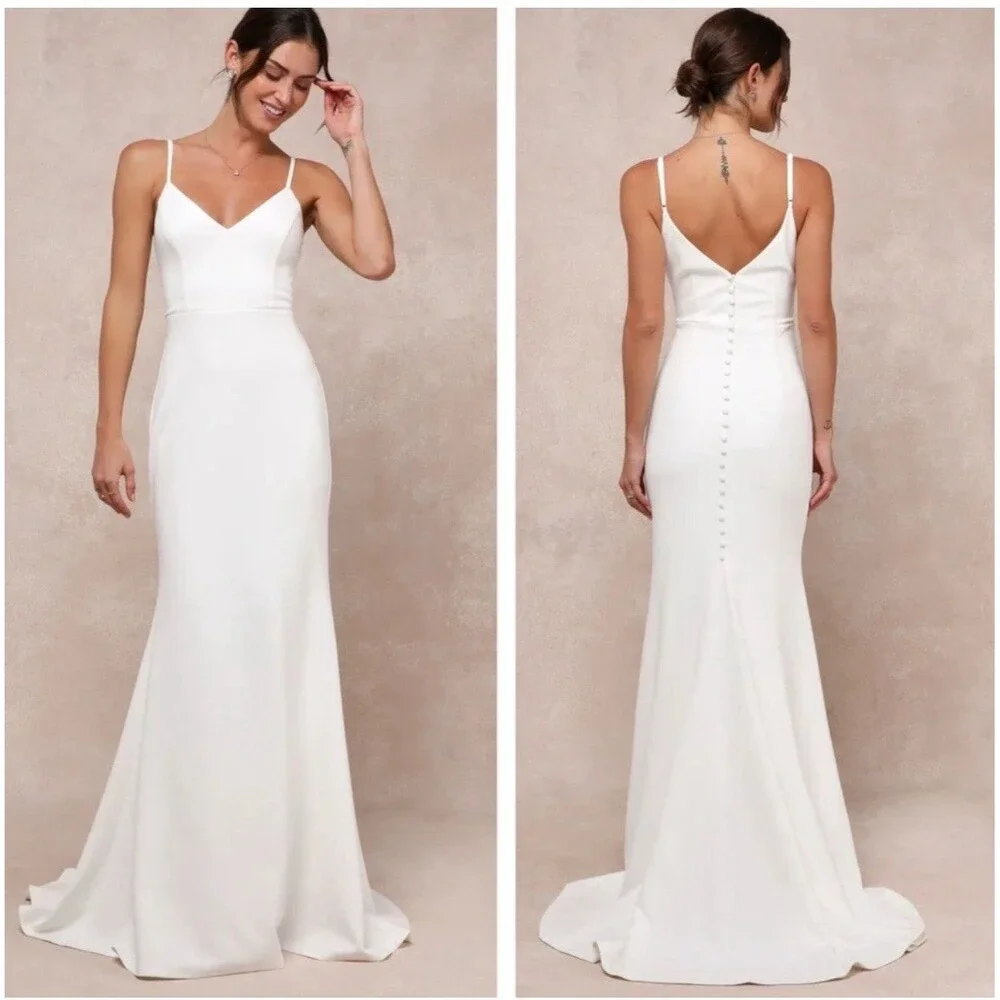 Lulus Feeling of Forever White Sleeveless Mermaid Maxi Dress Size Small Wedding - Picture 1 of 8